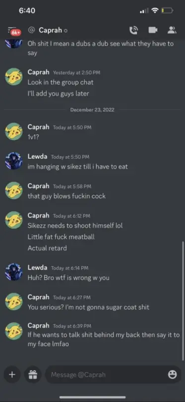 caprah insults sikezz in discord title