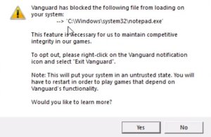 valorant riot vanguard system notification
