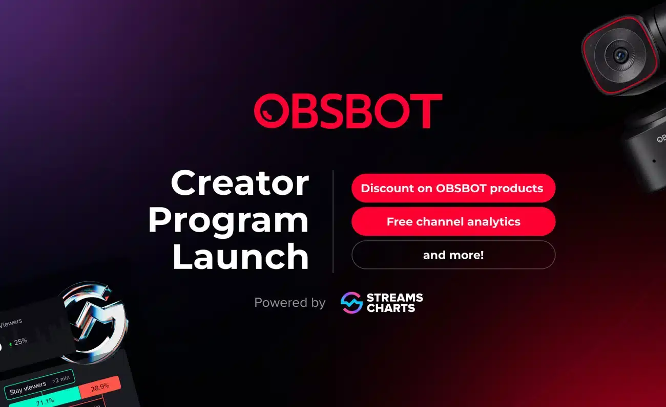 OBSBOT and Streams Charts Launch Exclusive Creator Program for Twitch and Kick Streamers