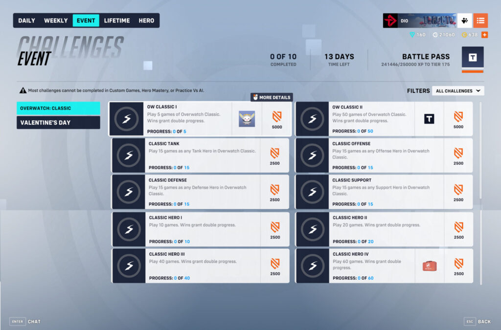 Overwatch Classic Moth Meta challenges and rewards 2025 screenshot 1024x675