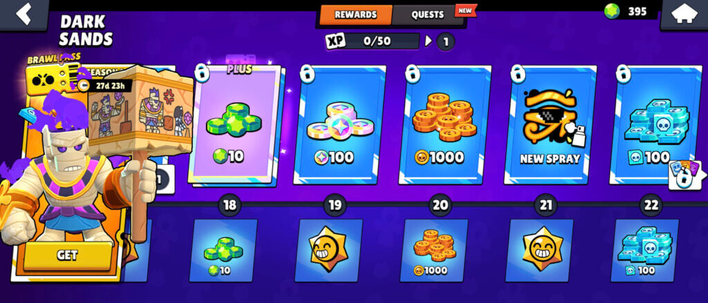 Brawl Stars Dark Sands Brawl Pass tiers 1024x439