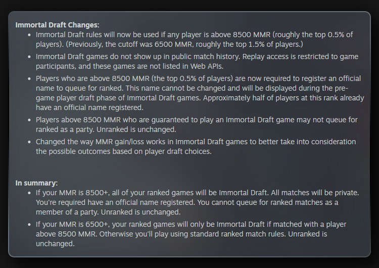 Dota 2 Inmortal Draft Changes